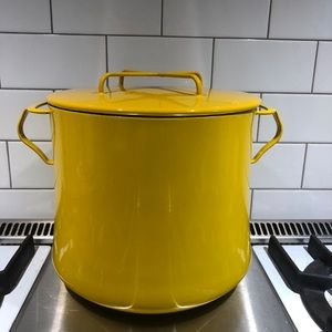 Yellow Dansk kobenstyle stock pot with lid